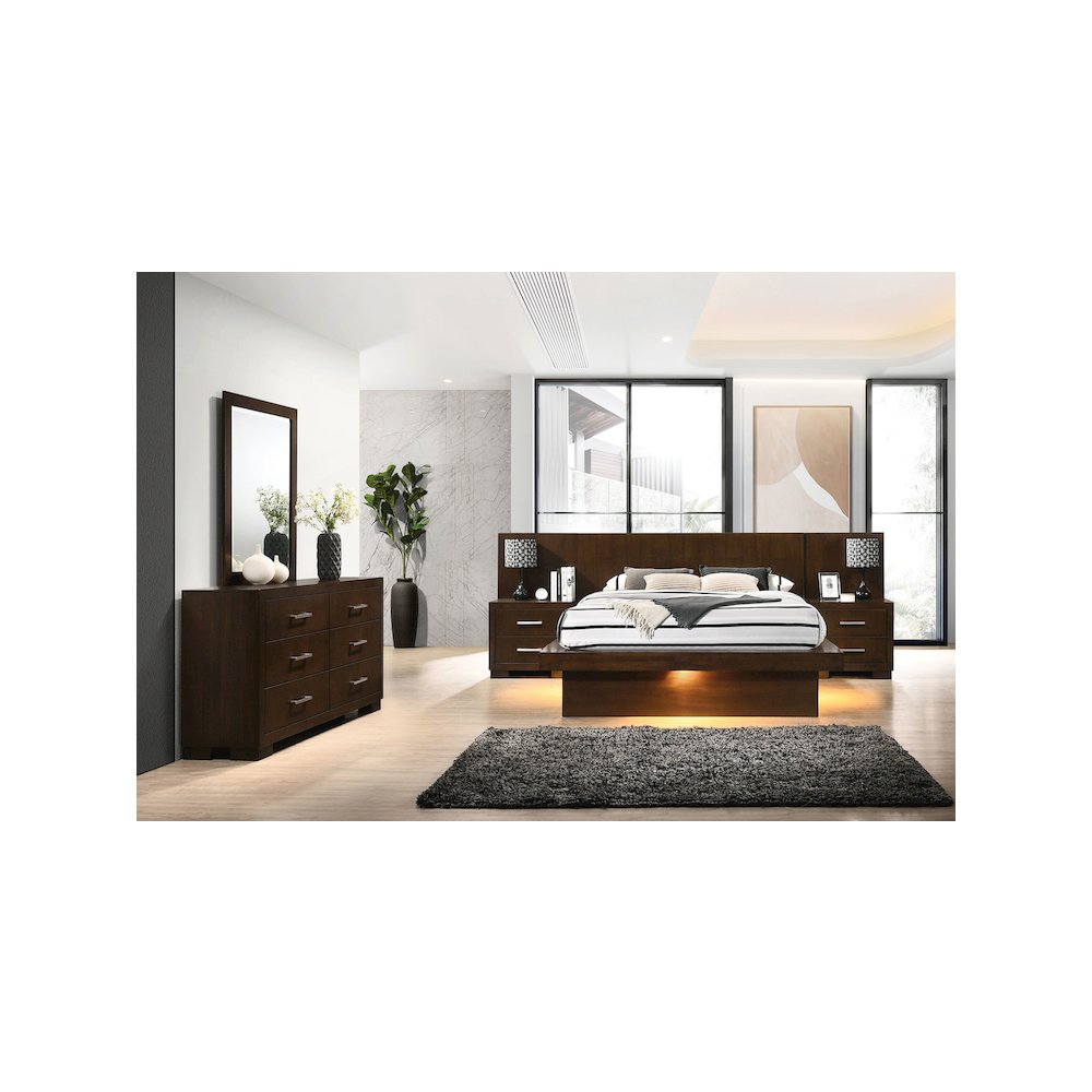 Jessica 5-piece Queen LED Bedroom Set Cappuccino. Picture 12
