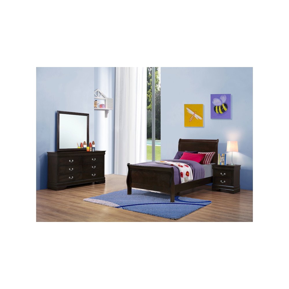 Louis Philippe 4-piece Twin Bedroom Set Cappuccino. Picture 13