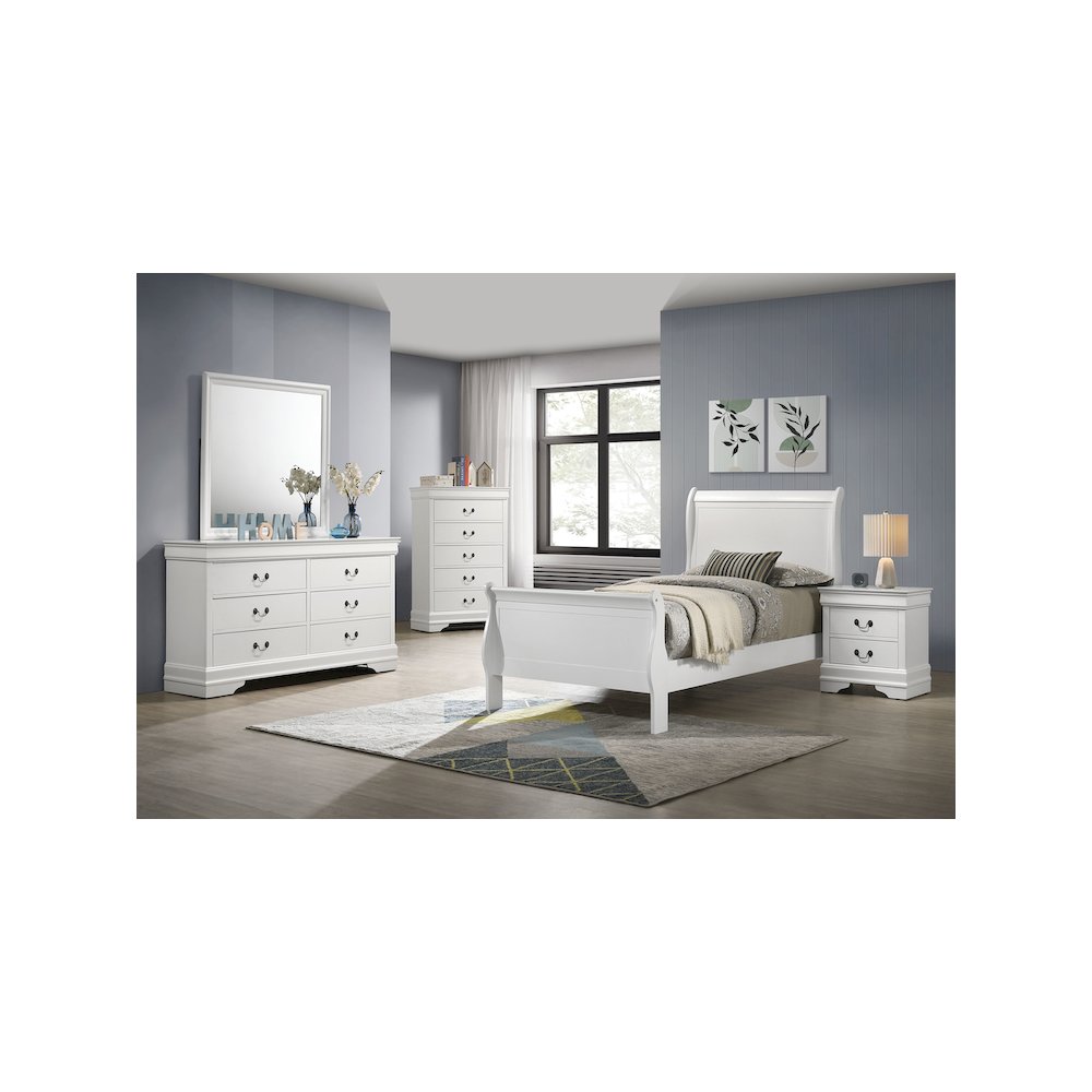 Louis Philippe 5-piece Twin Bedroom Set White. Picture 13