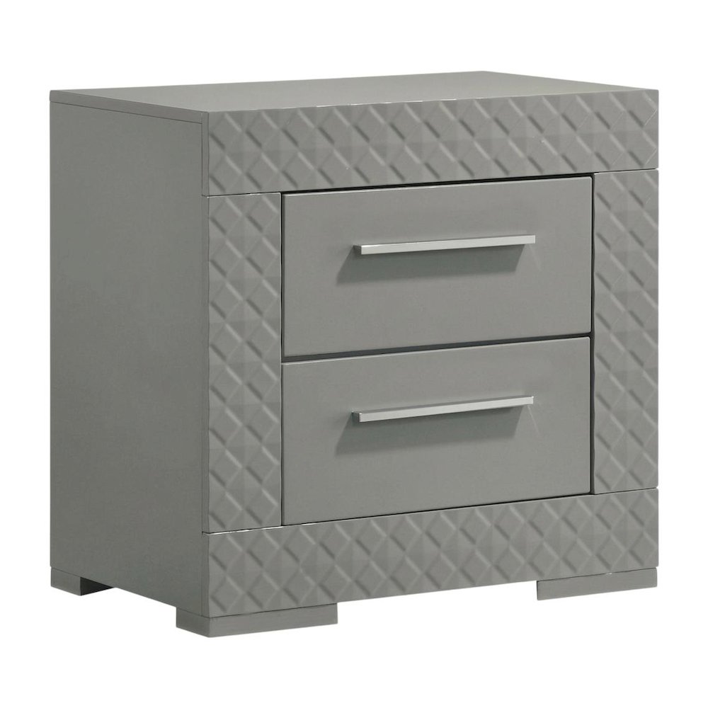 Grey High Gloss Nightstand with Modern Design Bedside Table. Picture 1
