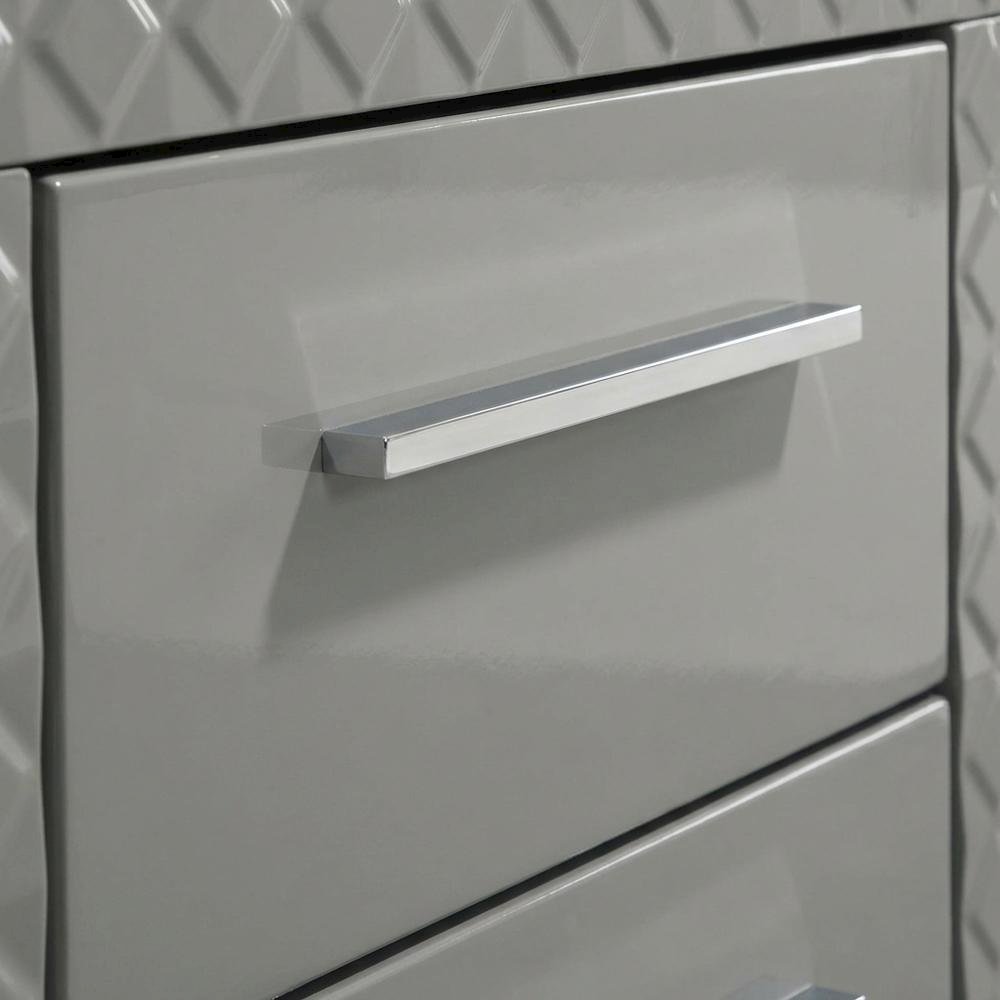 Grey High Gloss Nightstand with Modern Design Bedside Table. Picture 4