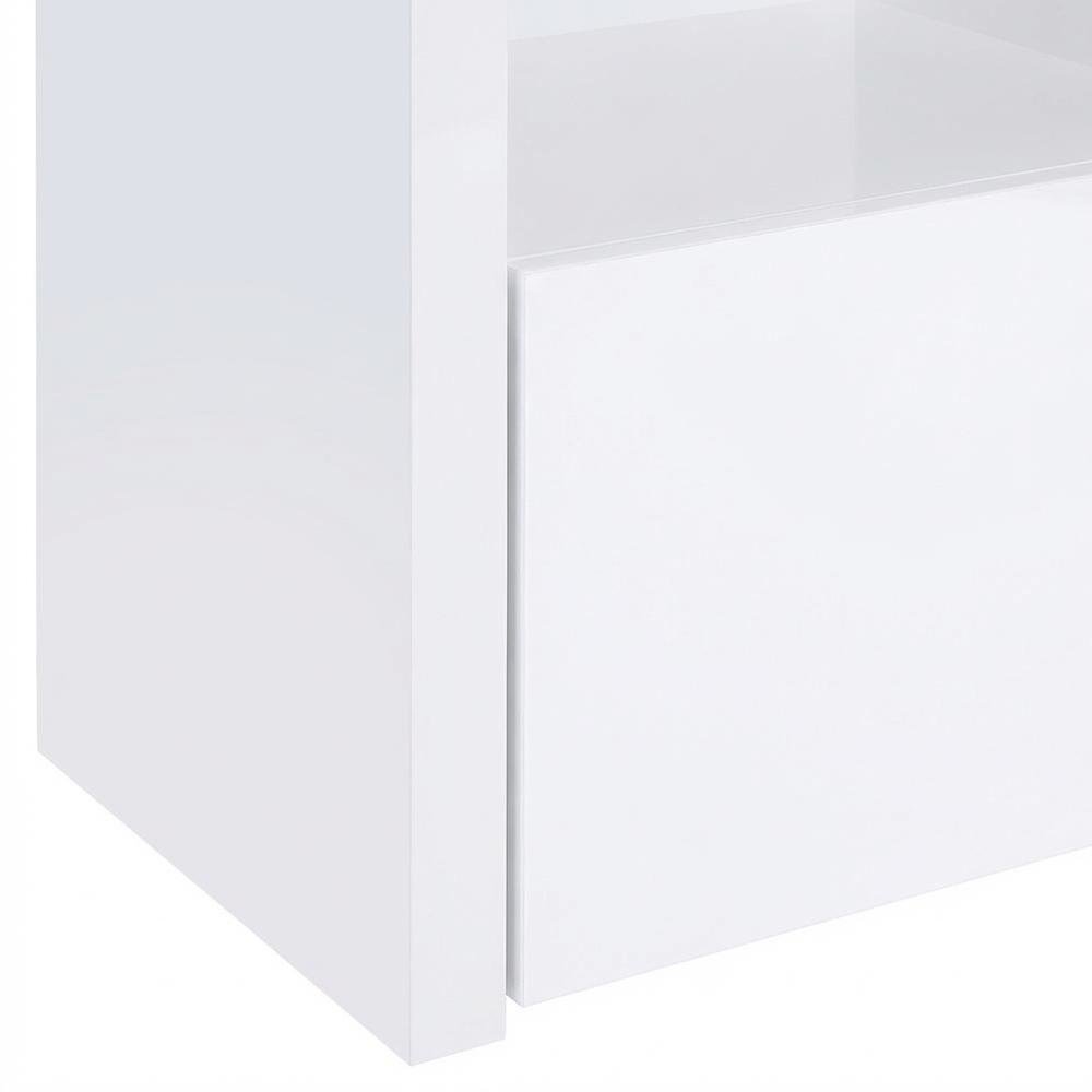 White High Gloss Media Tower With 3 Shelves, Contemporary Style. Picture 6