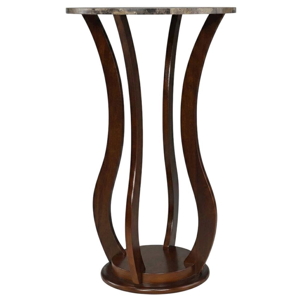 Brown Pedestal 18 Inch Side Table - Faux Marble End Table for Living Room Accent. Picture 4