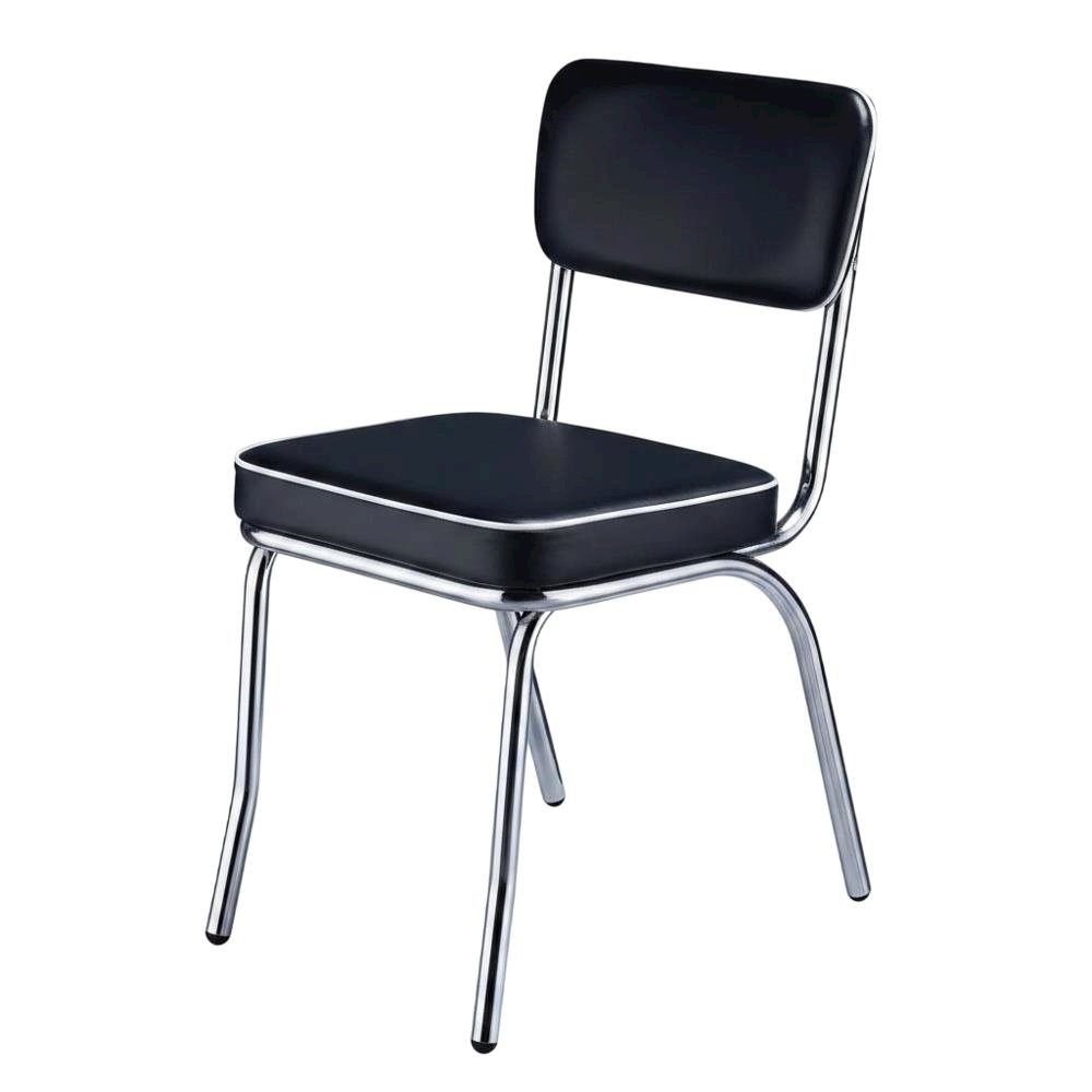 Set of 2 Stylish Black and Chrome Dining Chairs Inspired by Retro Diner Design. Picture 4
