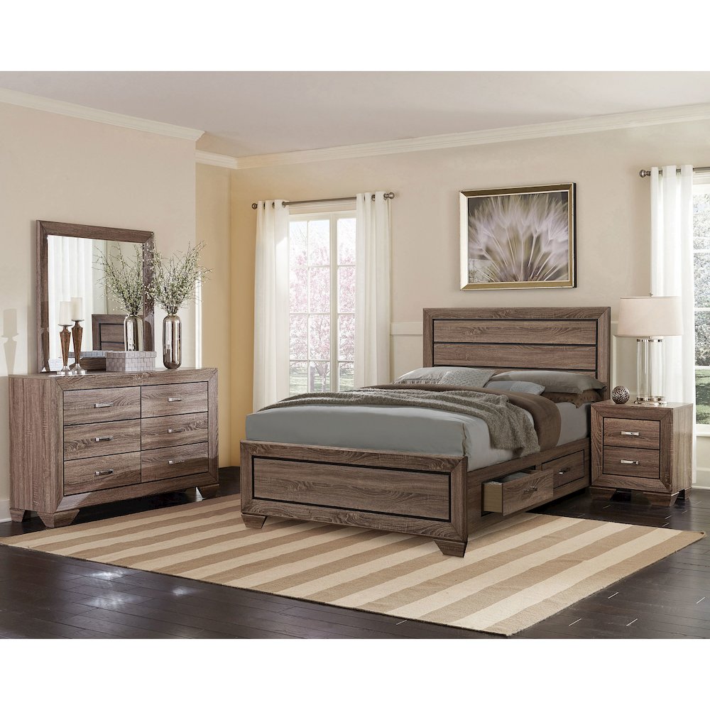 Kauffman 4-piece Eastern King Bedroom Set Washed Taupe. Picture 13