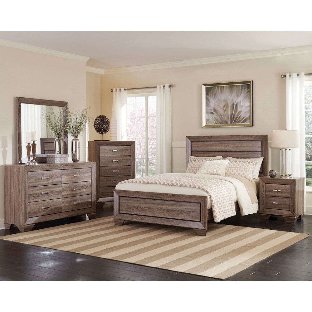 Kauffman 5-piece Eastern King Bedroom Set Washed Taupe. Picture 13