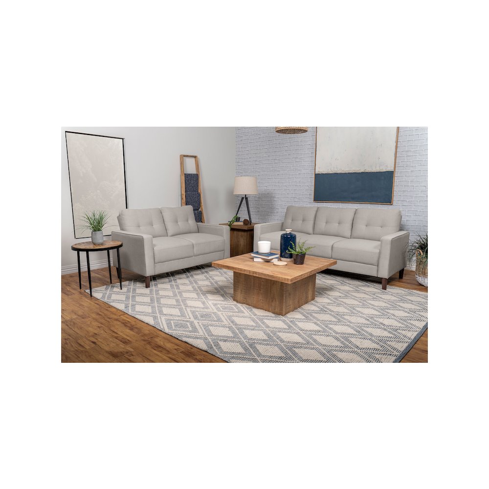 Bowen 2-piece Upholstered Track Arm Tufted Sofa Set Beige. Picture 12