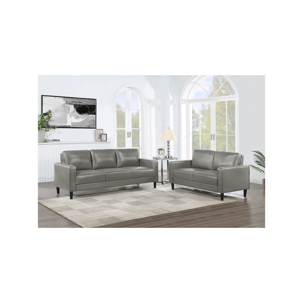 Ruth 2-piece Upholstered Track Arm Sofa Set Grey. Picture 12