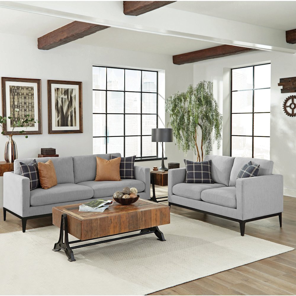 Apperson 2-piece Upholstered Track Arm Sofa Set Light Grey. Picture 12