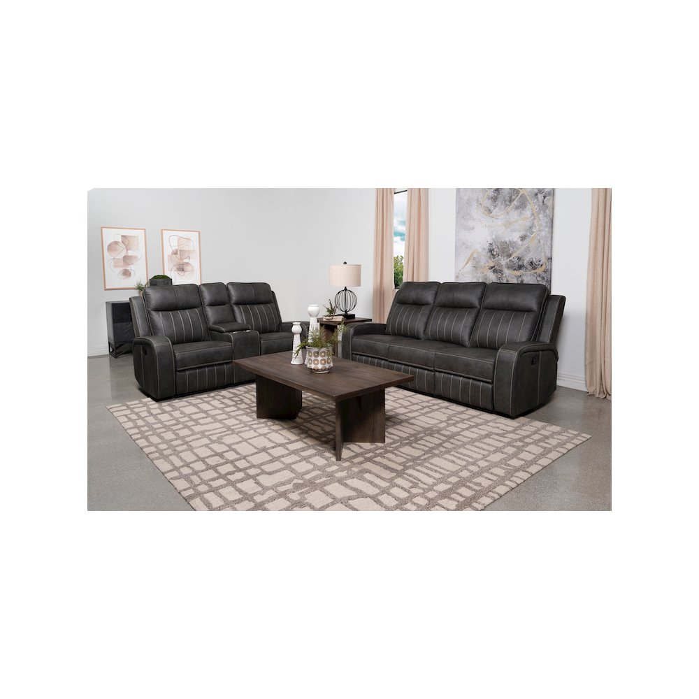 Raelynn 2-piece Upholstered Reclining Sofa Set Grey. Picture 13