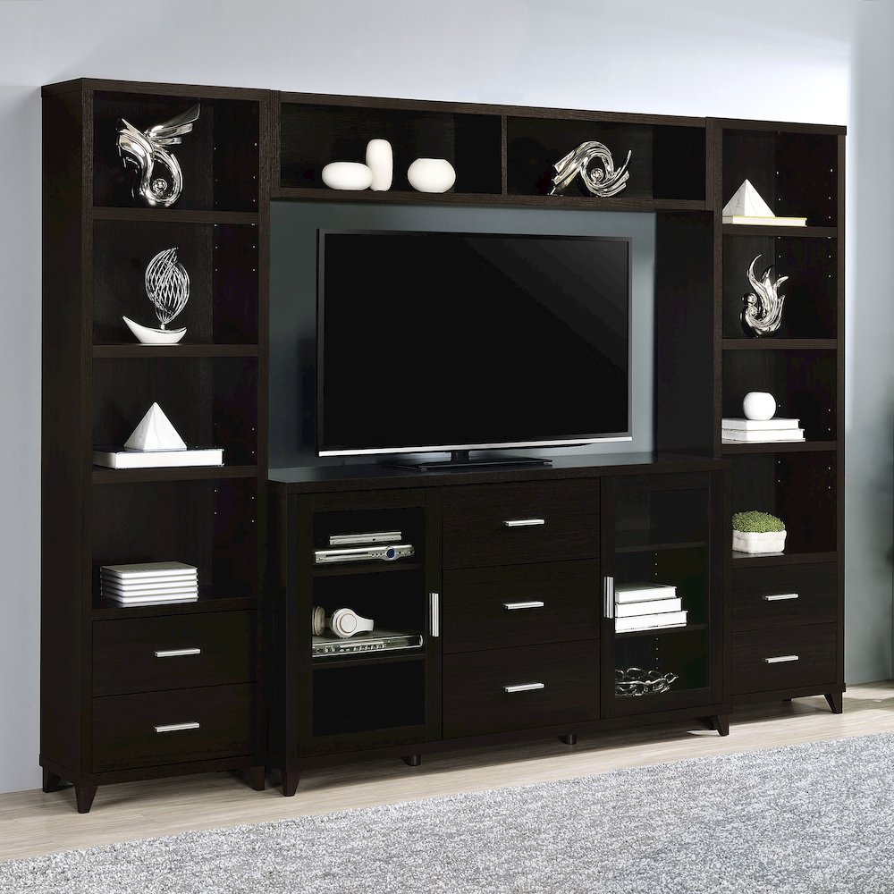 Lewes 4-piece 60" TV Entertainment Center Cappuccino. Picture 9