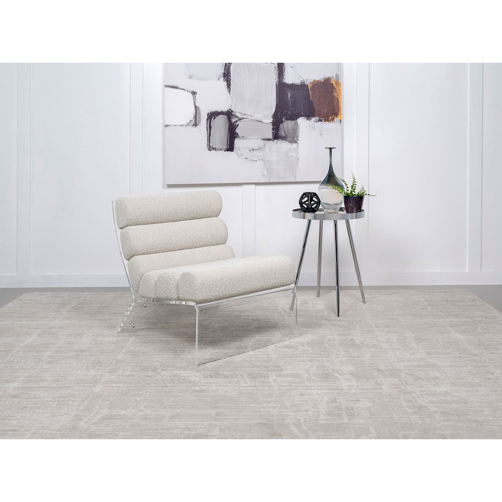 Serreta Boucle Upholstered Armless Acrylic Chair Ivory. Picture 11