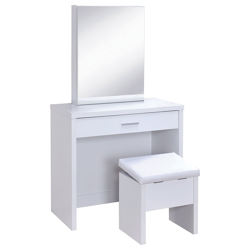 Harvey Vanity Set with Lift-Top Stool White. Picture 1