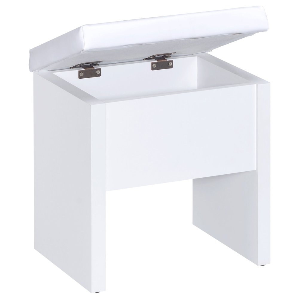 Harvey Vanity Set with Lift-Top Stool White. Picture 10