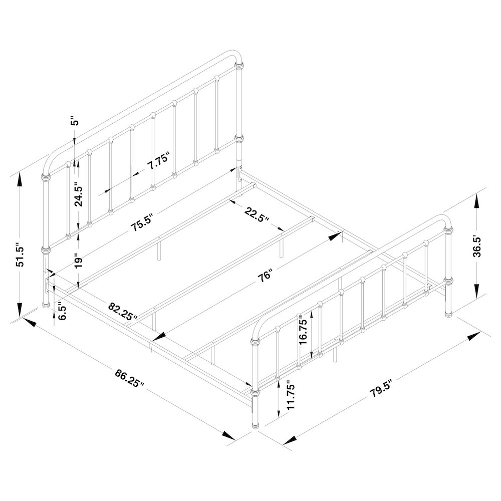 Livingston Metal Eastern King Open Frame Bed Dark Bronze. Picture 12