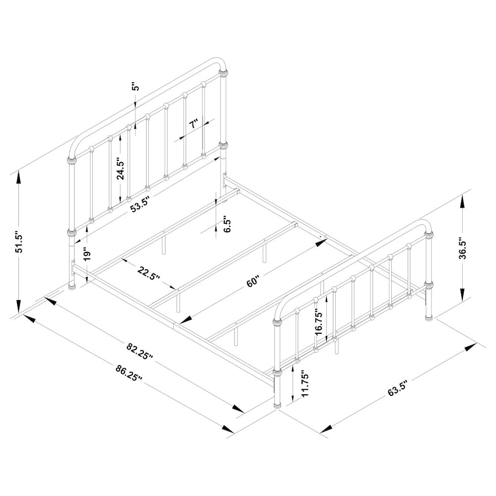 Livingston Metal Queen Open Frame Bed Dark Bronze. Picture 13