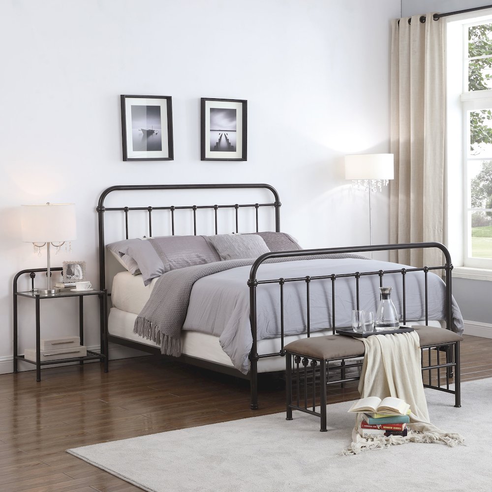 Livingston Metal Queen Open Frame Bed Dark Bronze. Picture 12