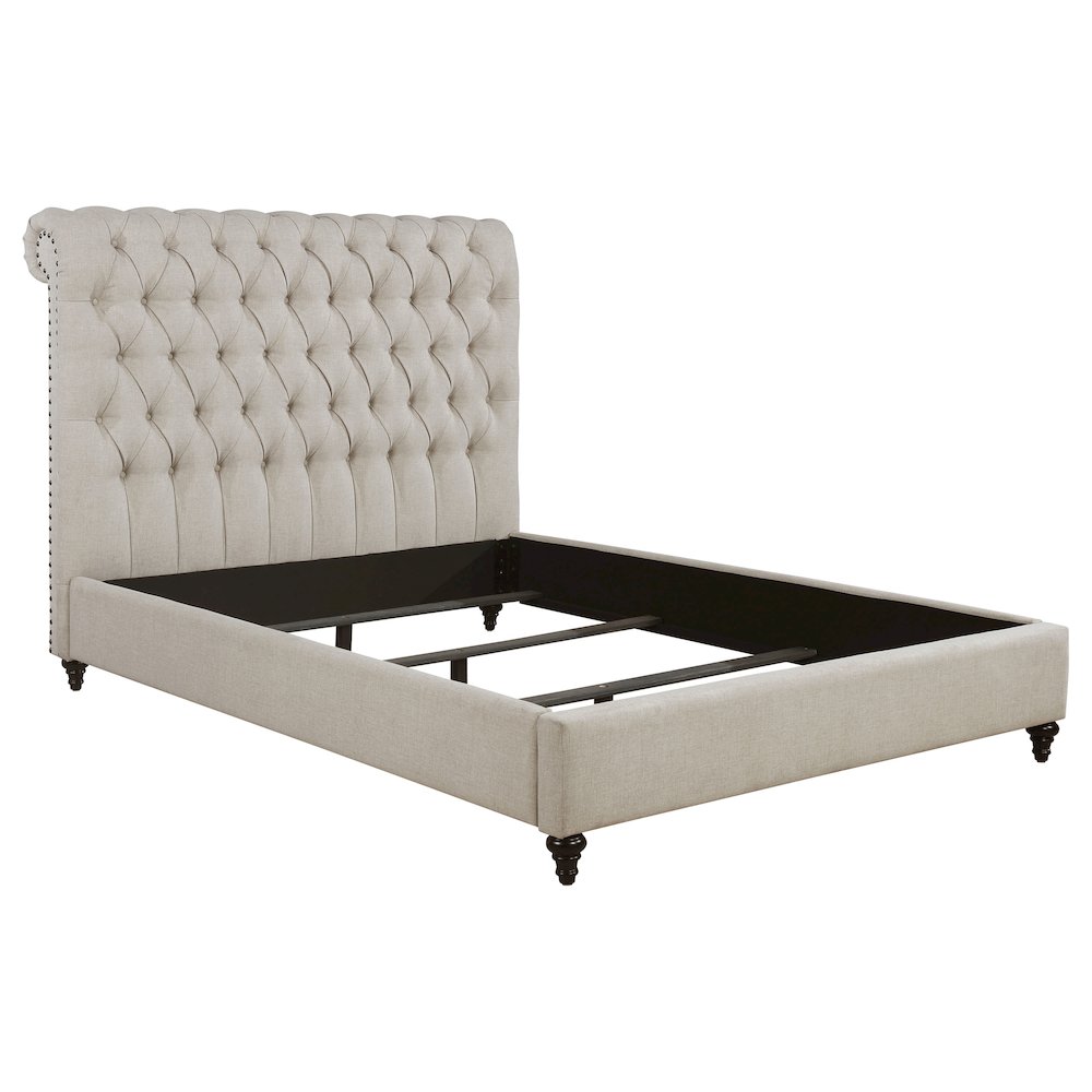 Devon 57-inch Upholstered Queen Panel Bed Beige. Picture 1