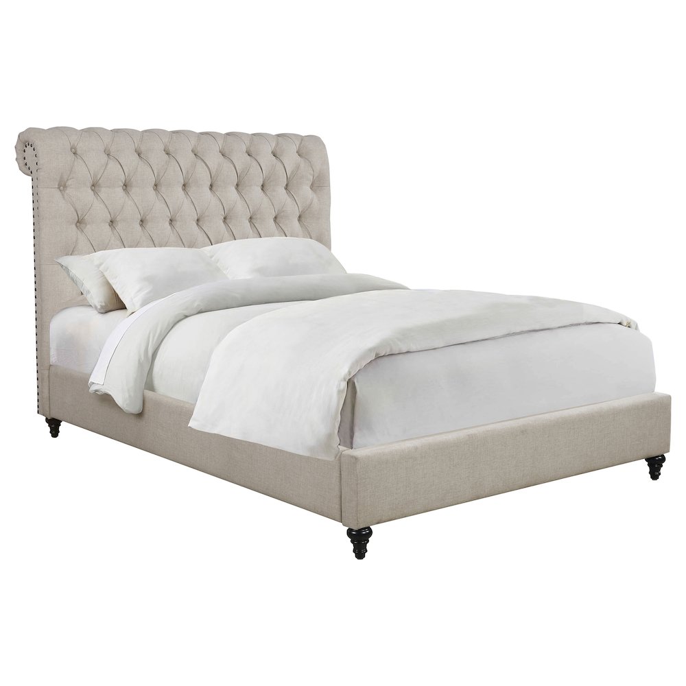Devon 57-inch Upholstered Queen Panel Bed Beige. Picture 3