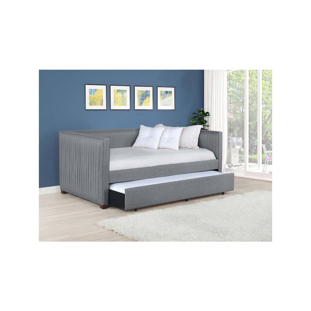 Brodie Upholstered Twin Daybed with Trundle Grey. Picture 7