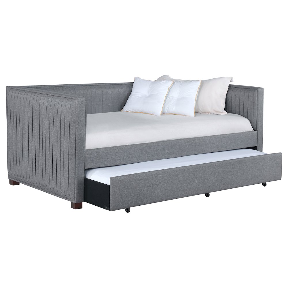 Brodie Upholstered Twin Daybed with Trundle Grey. Picture 3