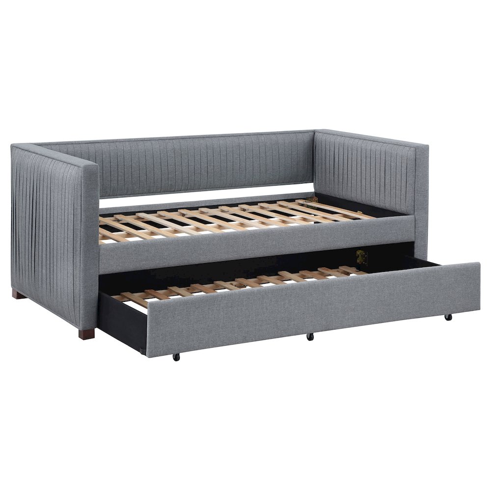 Brodie Upholstered Twin Daybed with Trundle Grey. Picture 1