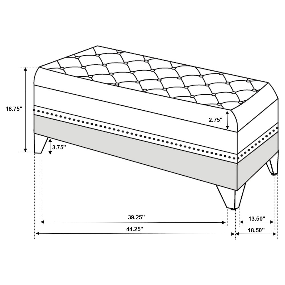 Barzini Velvet Upholstered Tufted Storage Bench Black. Picture 6