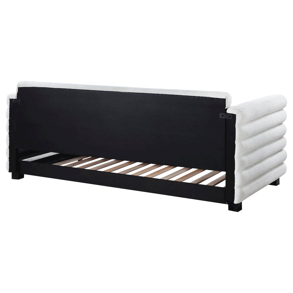 Patricia Boucle Upholstered Twin Day Bed with Trundle White. Picture 8