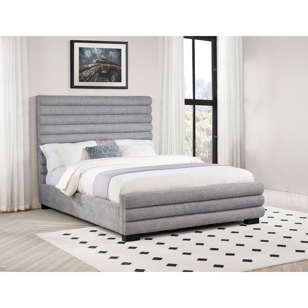 Patricia 58-inch Boucle Upholstered California King Bed Grey. Picture 2