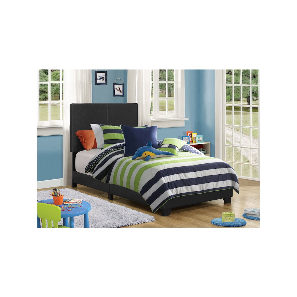 Dorian Upholstered Twin Panel Bed Black. Picture 3