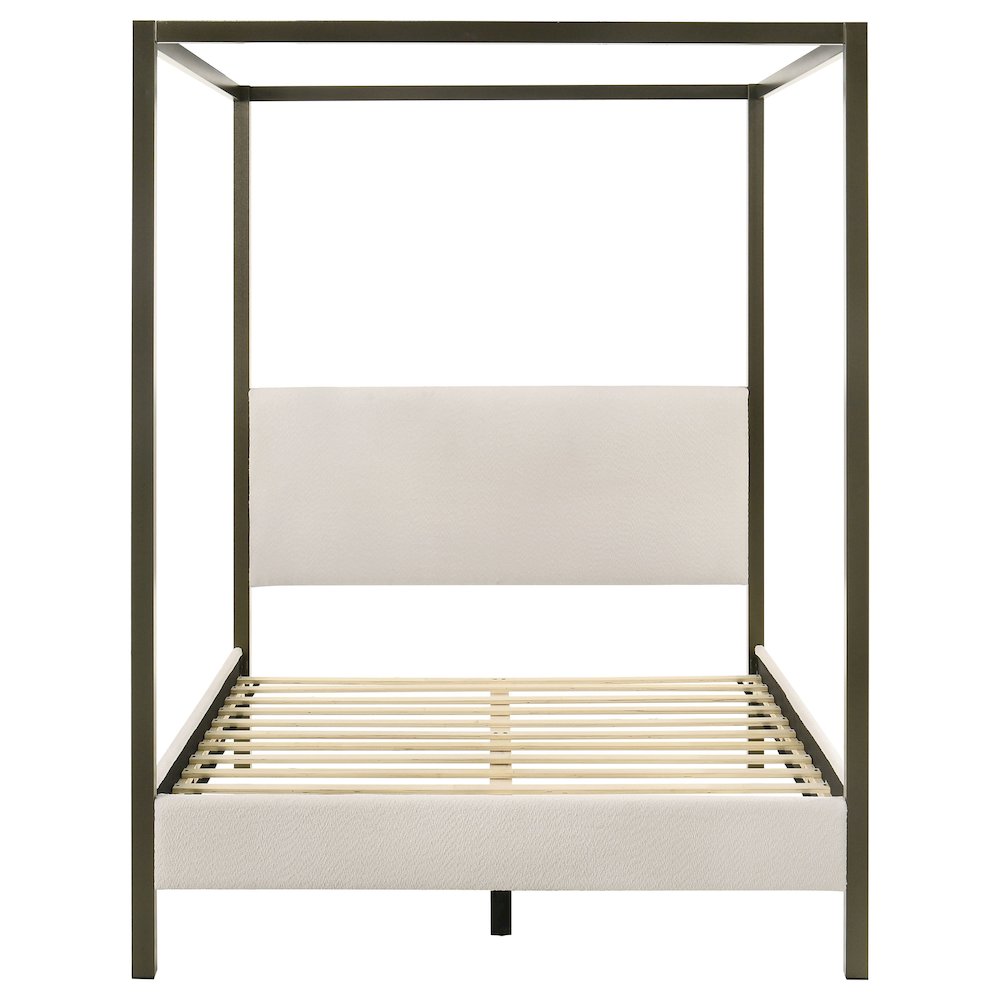 Monroe Upholstered Queen Canopy Bed Vanilla. Picture 4
