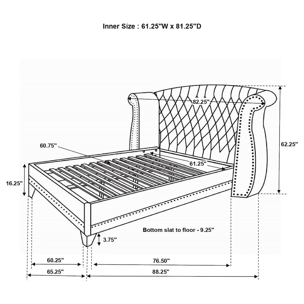 Barzini Upholstered Queen Wingback Bed White. Picture 7