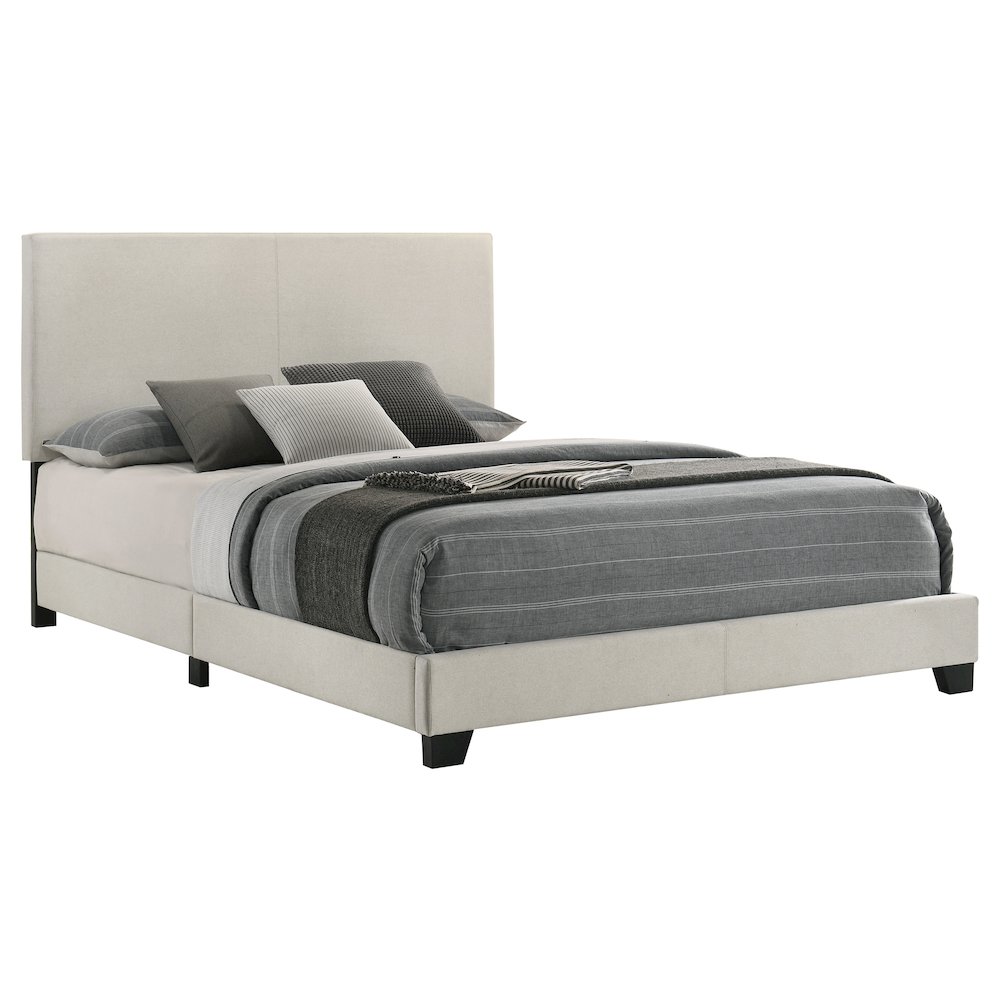 Dorian Fabric Upholstered Queen Panel Bed Cream. Picture 1