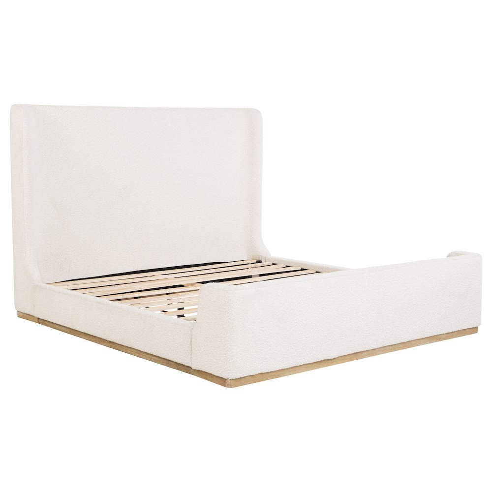 Nala Upholstered Eastern King Sleigh Bed Cream. Picture 1