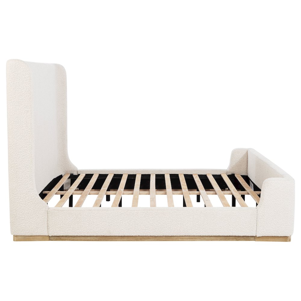 Nala Upholstered Eastern King Sleigh Bed Cream. Picture 6