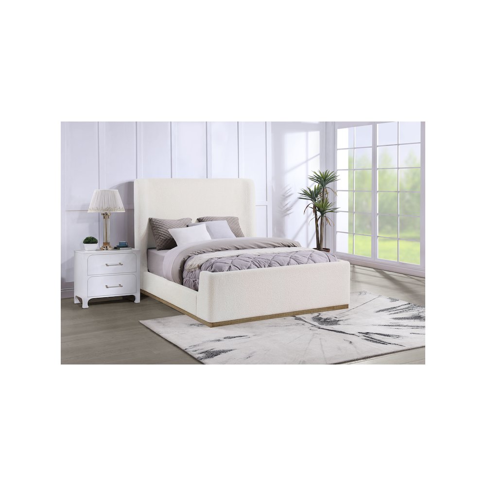 Nala Upholstered Queen Sleigh Bed Cream. Picture 5