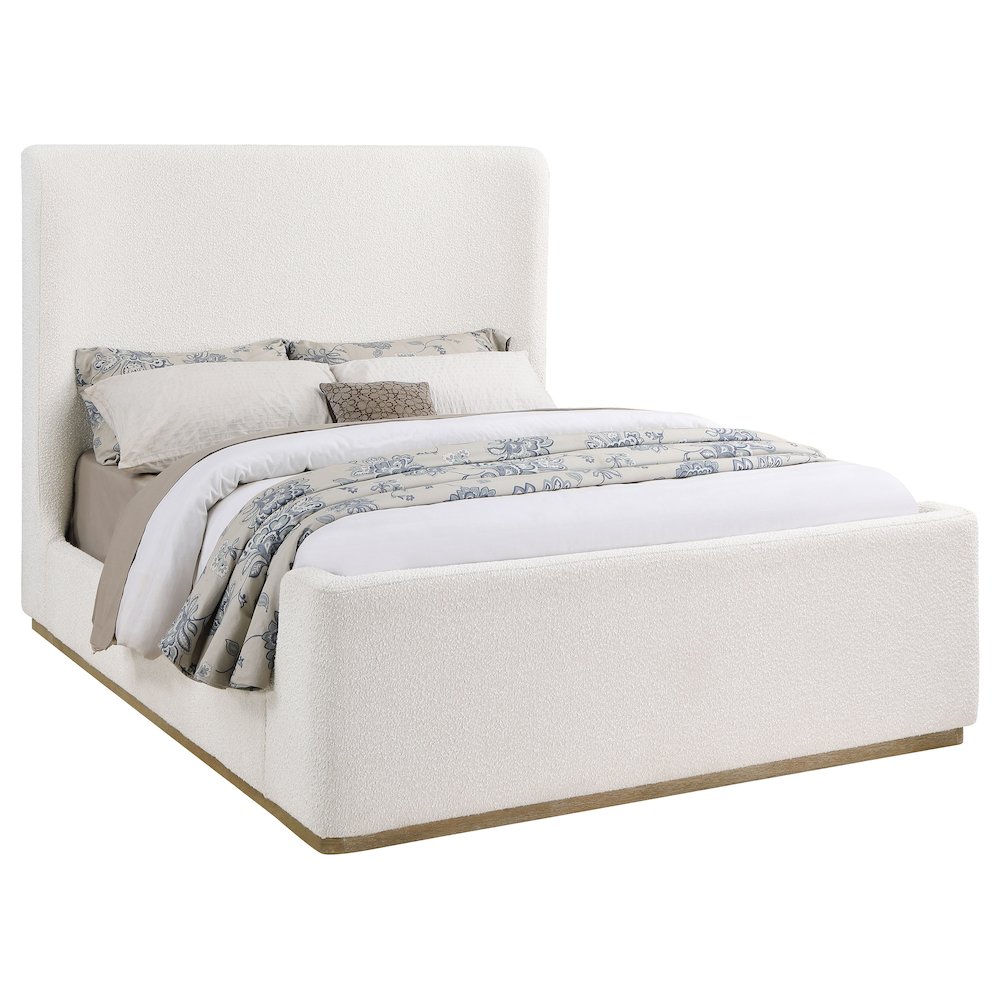 Nala Upholstered Queen Sleigh Bed Cream. Picture 3