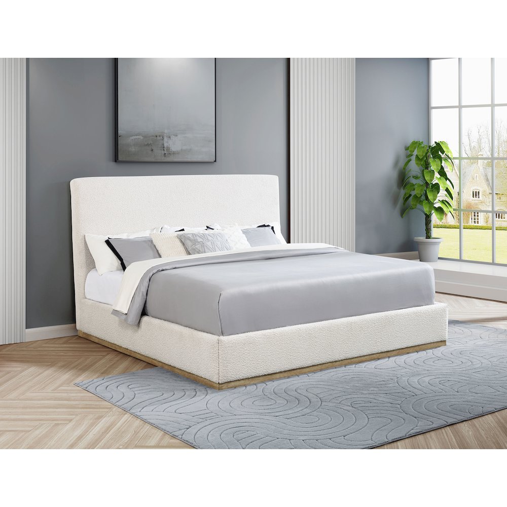 Knox Upholstered EASTERN KING Panel Bed Cream. Picture 7