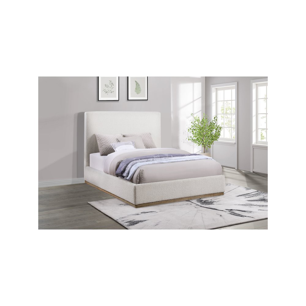 Knox Upholstered Queen Panel Bed Cream. Picture 5