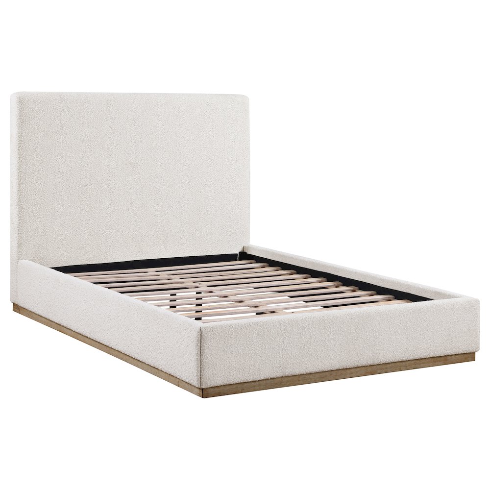 Knox Upholstered Queen Panel Bed Cream. Picture 1