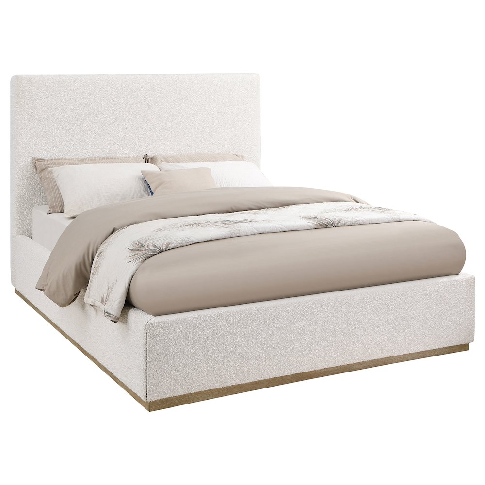 Knox Upholstered Queen Panel Bed Cream. Picture 3