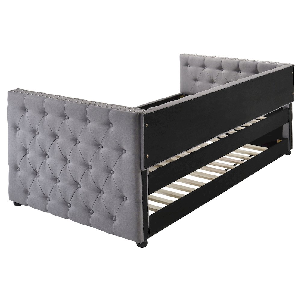 Mockern Upholstered Twin Daybed with Trundle Grey. Picture 6