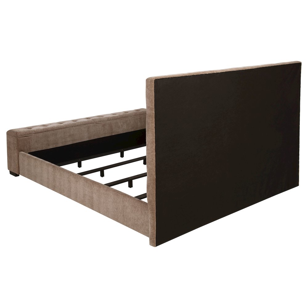 Senna Upholstered Eastern King Audio Fireplace Bed Brown. Picture 5