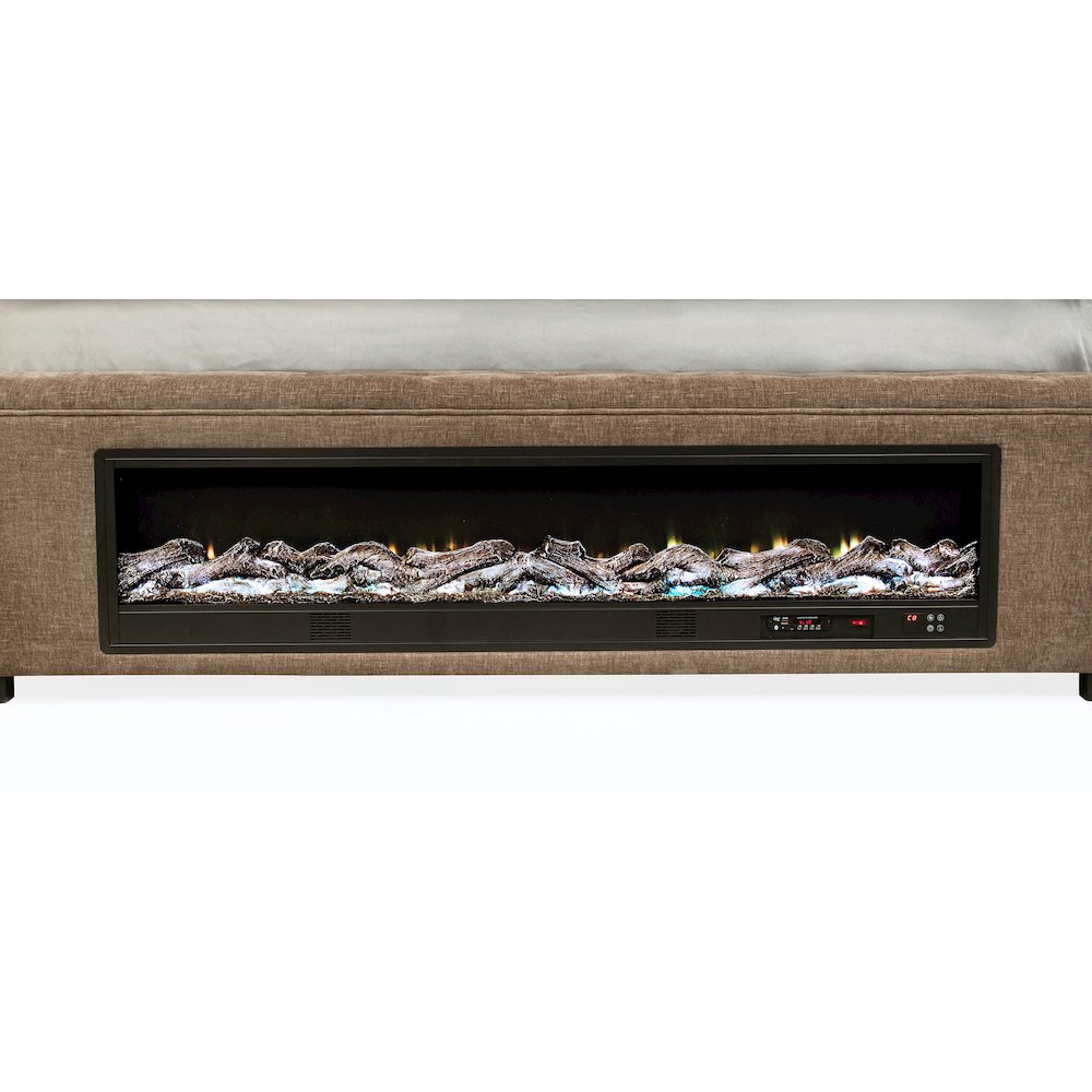 Senna Upholstered Eastern King Audio Fireplace Bed Brown. Picture 8