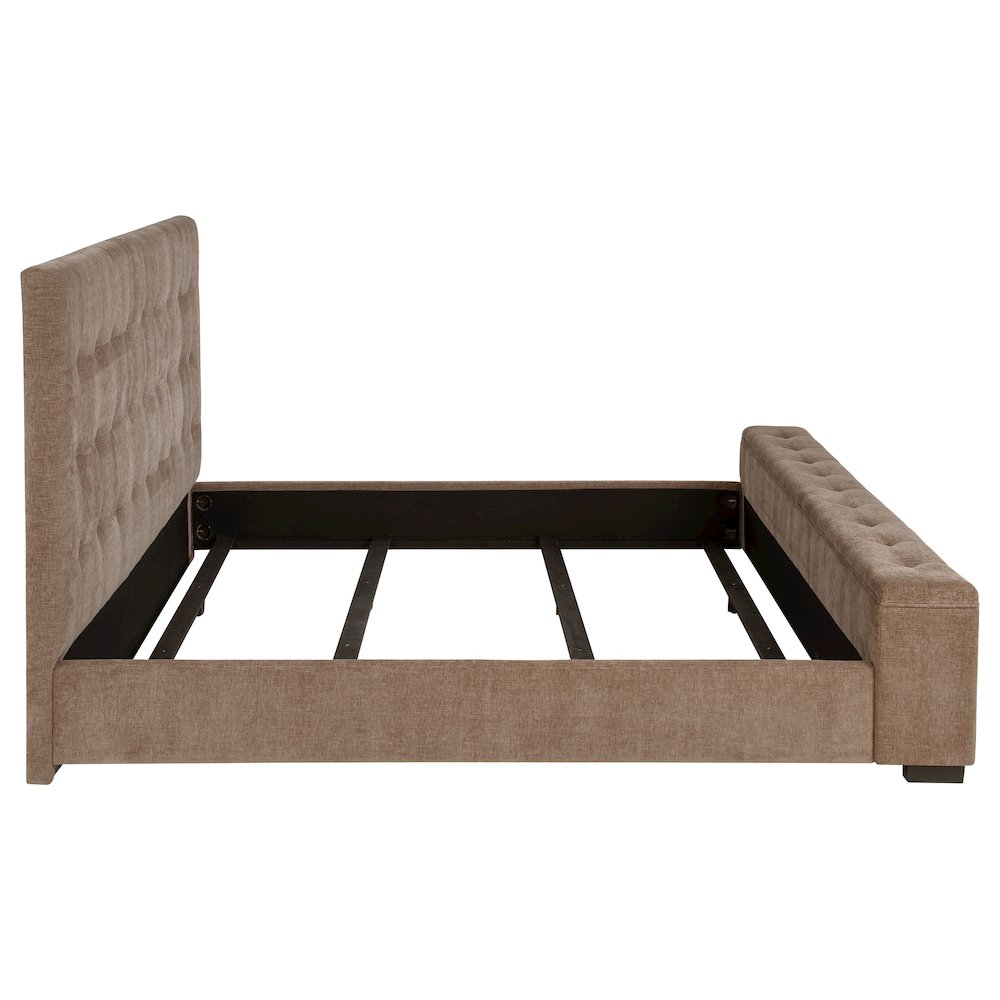 Senna Upholstered Queen Audio Fireplace Bed Brown. Picture 6