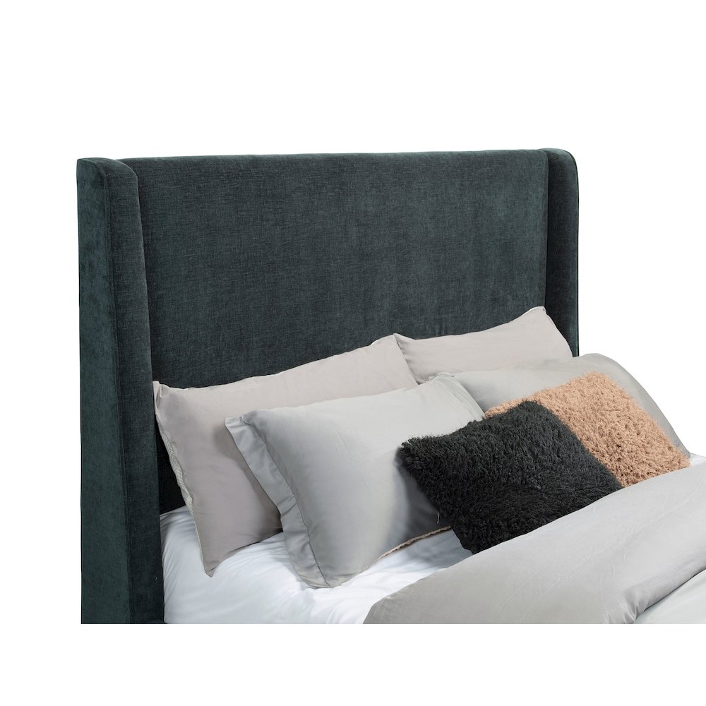 Preston Upholstered Eastern King Audio Fireplace Bed Blue. Picture 7