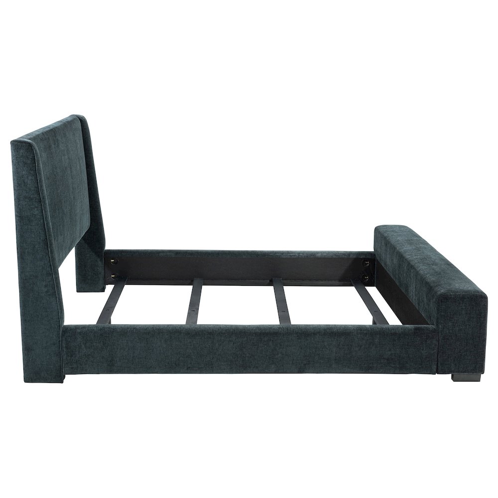 Preston Upholstered Queen Audio Fireplace Bed Blue. Picture 6