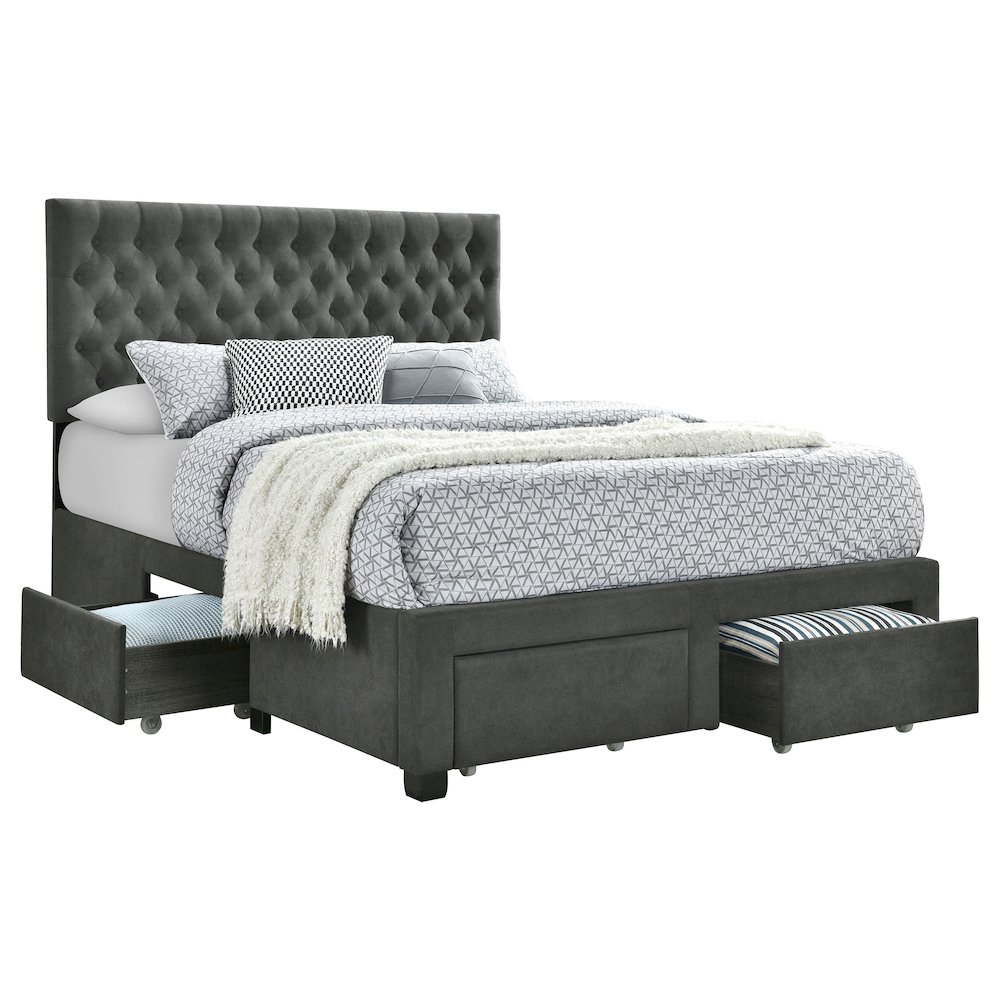 Soledad Upholstered Full Storage Panel Bed Grey. Picture 1