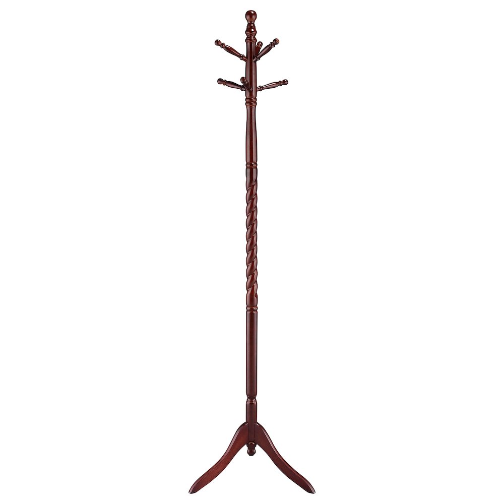 Riona 6 Hook Freestanding Wood Coat Rack Hat Hanger Merlot. Picture 3