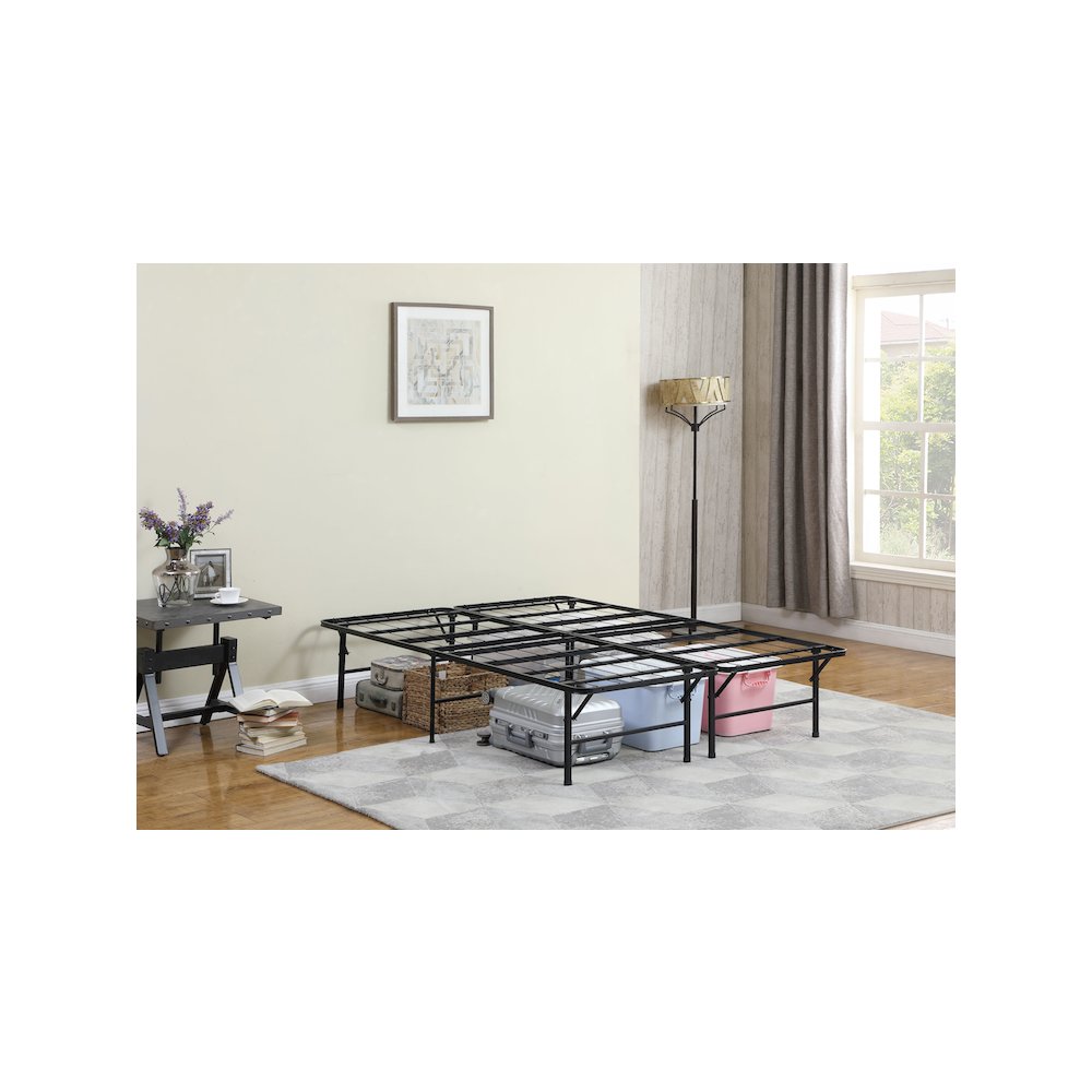 Mabel Metal Eastern King Mattress Support Platform Bed Black. Picture 6